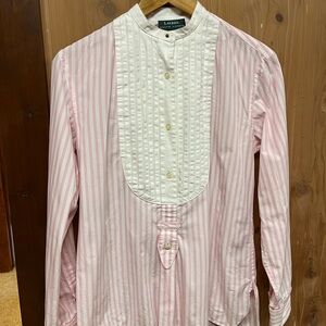 Lauren Pink and White Striped Shirt